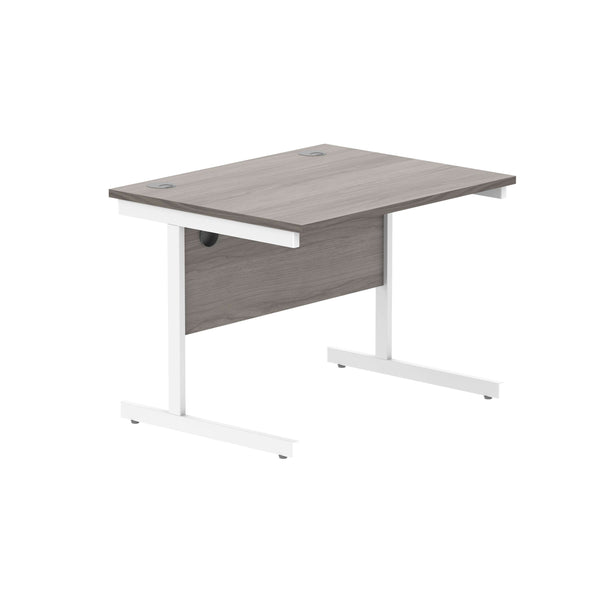 Office Rectangular Desk with Steel Single Upright Cantilever Frame (FSC) | 800X800 | Alaskan Grey Oak/White