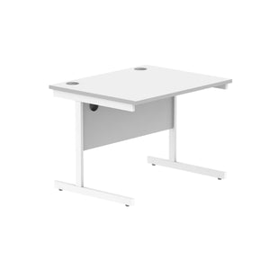 Office Rectangular Desk with Steel Single Upright Cantilever Frame (FSC) | 800X800 | Arctic White/White