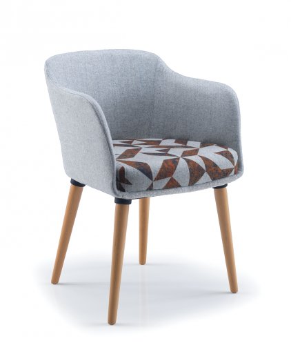 CIRQUE Reception Chair with Wooden Leg Base