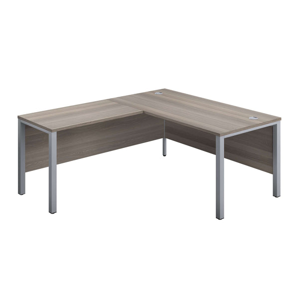 Goal Post Left Hand Return Desk (FSC) | 1800X800 | Grey Oak/Silver
