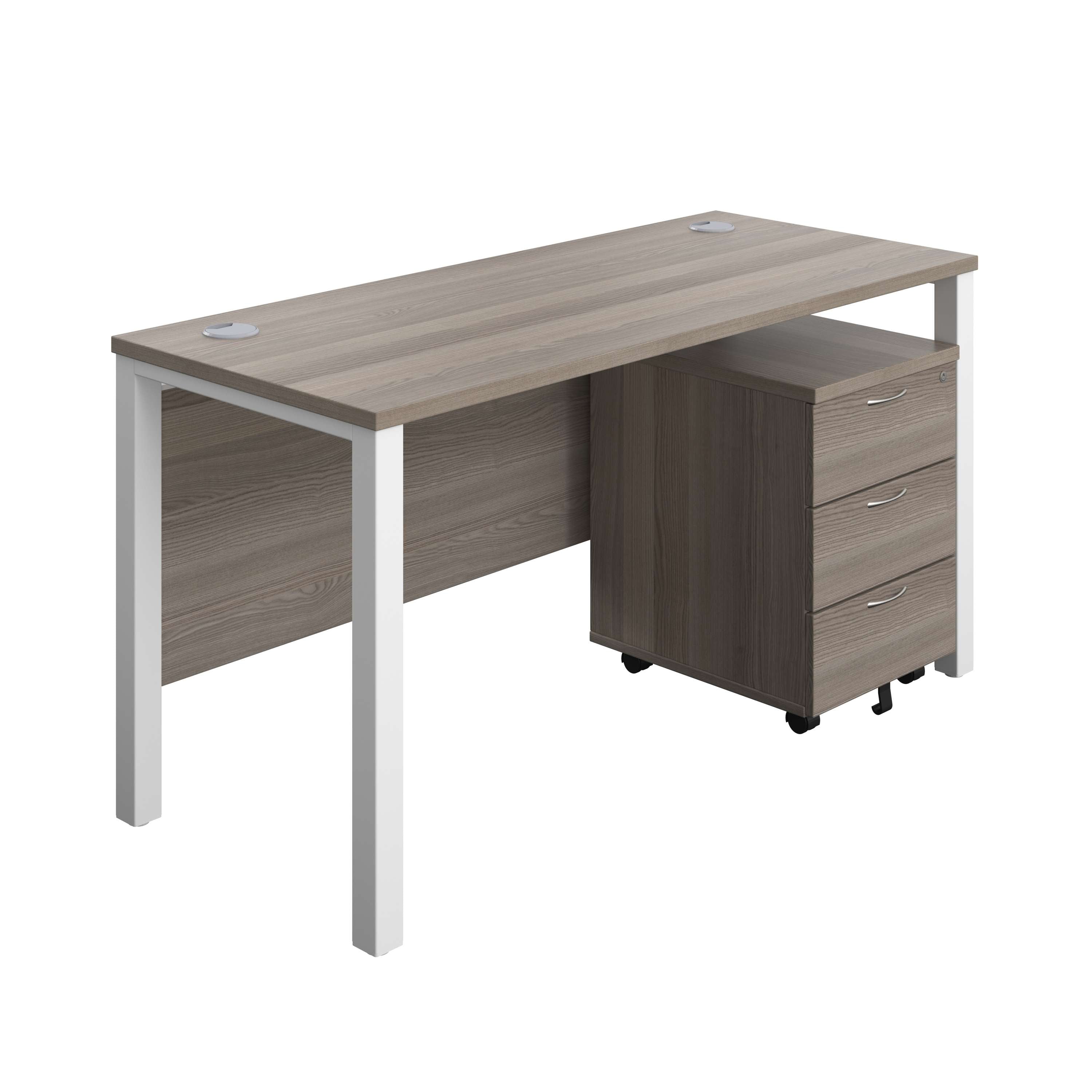 Goal Post Rectangular Desk + 3 Drawer Mobile Pedestal (FSC) | 1400x600 ...