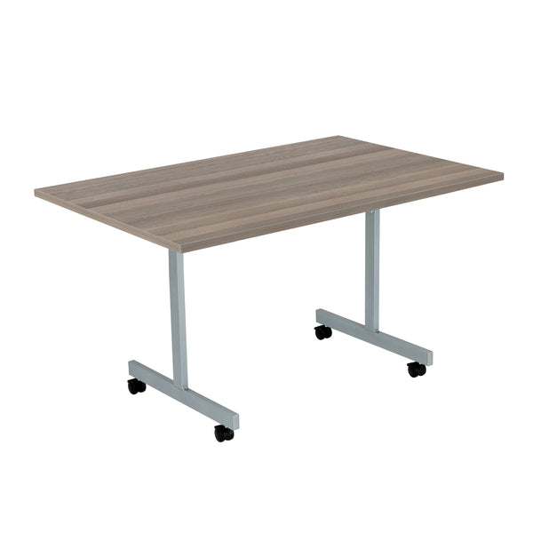 One Eighty Rectangular Tilting Table (FSC) | 1200 X 700 | Grey Oak/Silver