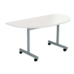 One Eighty D-End Tilting Table (FSC) | 1400 X 700 | White/Silver