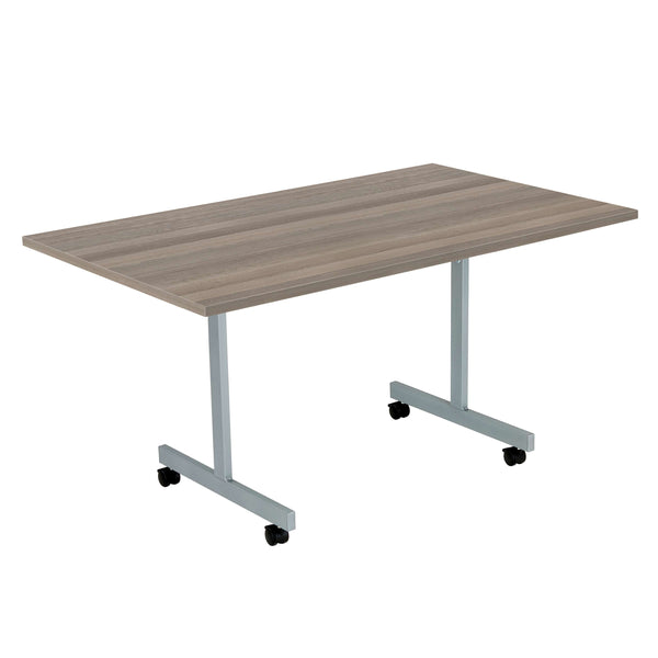 One Eighty Rectangular Tilting Table (FSC) | 1400 X 700 | Grey Oak/Silver