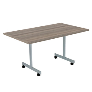 One Eighty Rectangular Tilting Table (FSC) | 1400 X 800 | Grey Oak/Silver