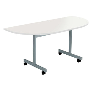 One Eighty D-End Tilting Table (FSC) | 1600 X 800 | White/Silver