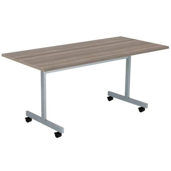 One Eighty Rectangular Tilting Table (FSC) | 1600 X 800 | Grey Oak/Silver