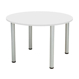 One Fraction Plus Circular Meeting Table (FSC) | 1000mm | White/Silver
