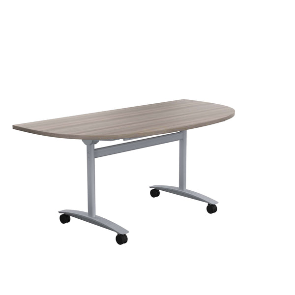 One D-End Tilting Table (FSC) | 1600 X 800 | Grey Oak/Silver