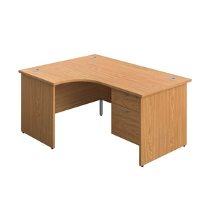 Panel Left Hand Radial Desk + 2 Drawer Fixed Pedestal Bundle (FSC) | 1600X1200 | Nova Oak/Nova Oak