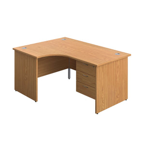 Panel Left Hand Radial Desk + 3 Drawer Fixed Pedestal Bundle (FSC) | 1600X1200 | Nova Oak/Nova Oak