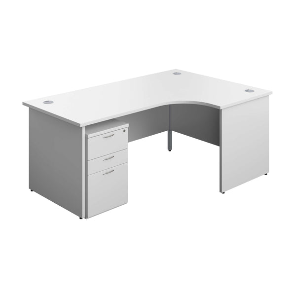 Panel Right Hand Radial Desk + 3 Drawer High Mobile Pedestal Bundle (FSC) | 1800X1200 | White/White