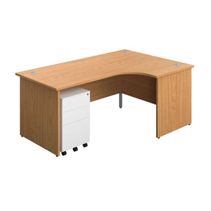 Panel Right Hand Radial Desk + 3 Drawer Steel Mobile Pedestal Bundle (FSC) | 1800X1200 | Nova Oak/White