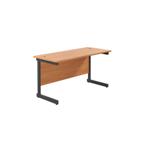 Single Upright Rectangular Desk: 600mm Deep (FSC) | 1200 X 600 | Beech/Black