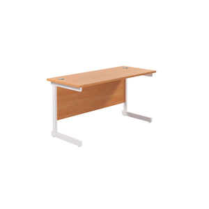 Single Upright Rectangular Desk: 600mm Deep (FSC) | 1200 X 600 | Beech/White