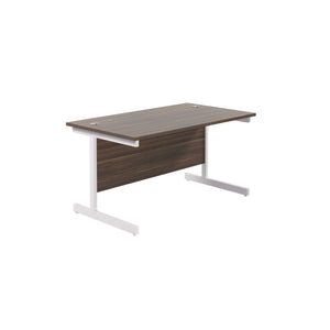 Single Upright Rectangular Desk: 800mm Deep (FSC) | 1200 X 800 | Dark Walnut/White