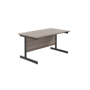 Single Upright Rectangular Desk: 800mm Deep (FSC) | 1200 X 800 | Grey Oak/Black