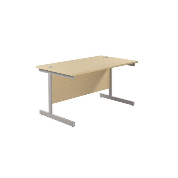 Single Upright Rectangular Desk: 800mm Deep (FSC) | 1200 X 800 | Maple/Silver