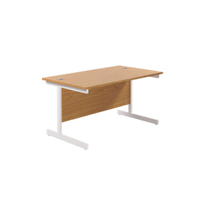 Single Upright Rectangular Desk: 800mm Deep (FSC) | 1200 X 800 | Nova Oak/White