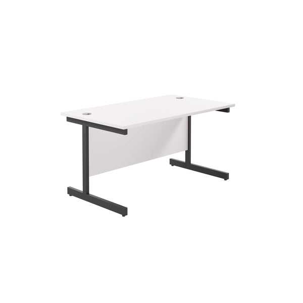 Single Upright Rectangular Desk: 800mm Deep (FSC) | 1200 X 800 | White/Black