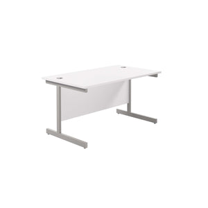 Single Upright Rectangular Desk: 800mm Deep (FSC) | 1200 X 800 | White/Silver