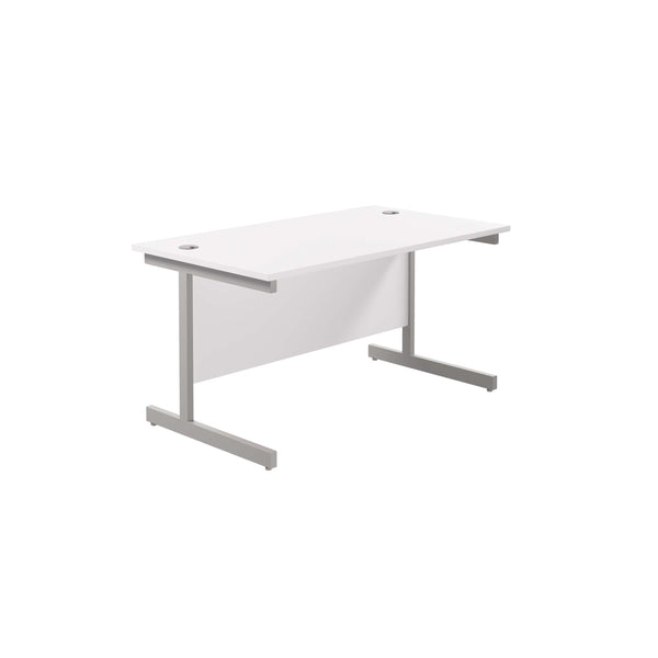 Single Upright Rectangular Desk: 800mm Deep (FSC) | 1200 X 800 | White/Silver