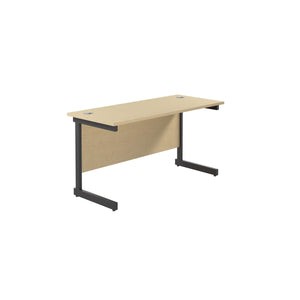 Single Upright Rectangular Desk: 600mm Deep (FSC) | 1400 X 600 | Maple/Black