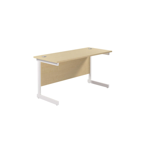 Single Upright Rectangular Desk: 600mm Deep (FSC) | 1400 X 600 | Maple/White