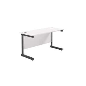 Single Upright Rectangular Desk: 600mm Deep (FSC) | 1400 X 600 | White/Black