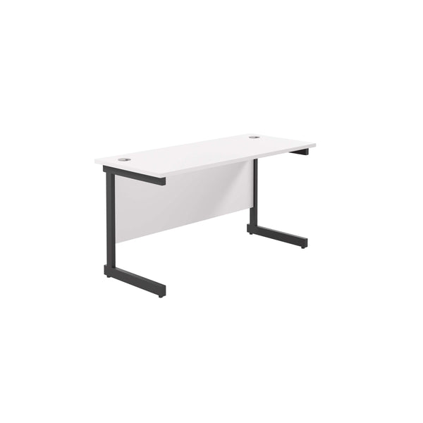 Single Upright Rectangular Desk: 600mm Deep (FSC) | 1400 X 600 | White/Black
