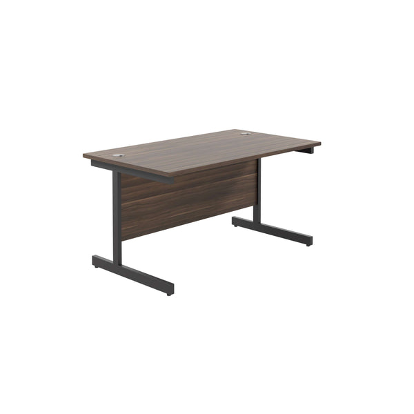 Single Upright Rectangular Desk: 800mm Deep (FSC) | 1400 X 800 | Dark Walnut/Black