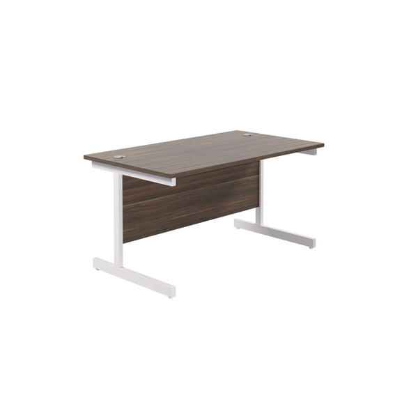 Single Upright Rectangular Desk: 800mm Deep (FSC) | 1400 X 800 | Dark Walnut/White