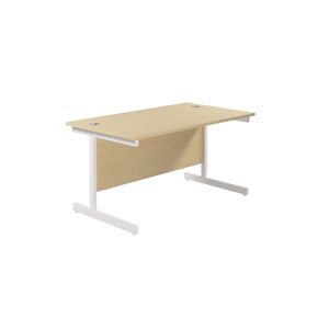 Single Upright Rectangular Desk: 800mm Deep (FSC) | 1400 X 800 | Maple/White