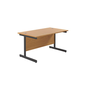 Single Upright Rectangular Desk: 800mm Deep (FSC) | 1400 X 800 | Nova Oak/Black