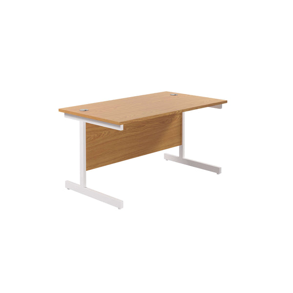 Single Upright Rectangular Desk: 800mm Deep (FSC) | 1400 X 800 | Nova Oak/White