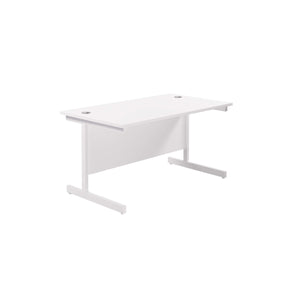Single Upright Rectangular Desk: 800mm Deep (FSC) | 1400 X 800 | White/White