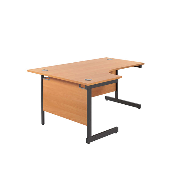 Single Upright Left Hand Radial Desk (FSC) | 1600 X 1200 | Beech/Black
