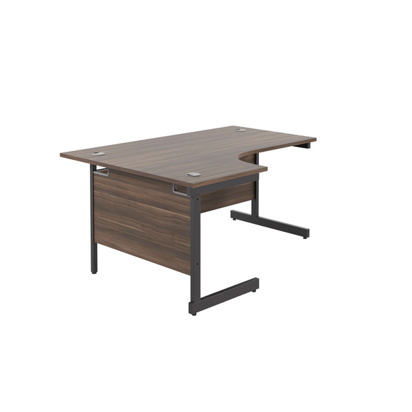 Single Upright Left Hand Radial Desk (FSC) | 1600 X 1200 | Dark Walnut/Black