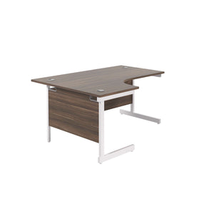 Single Upright Left Hand Radial Desk (FSC) | 1600 X 1200 | Dark Walnut/White