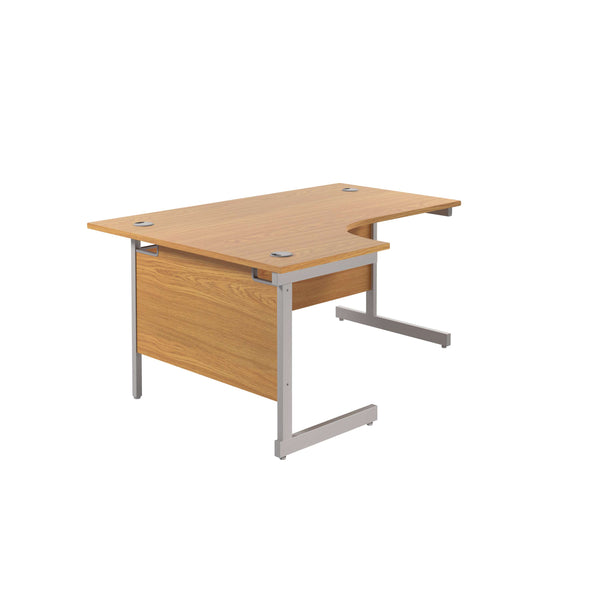 Single Upright Left Hand Radial Desk (FSC) | 1600 X 1200 | Nova Oak/Silver
