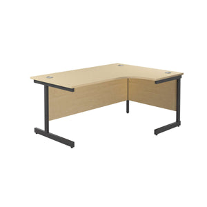 Single Upright Right Hand Radial Desk (FSC) | 1600 X 1200 | Maple/Black