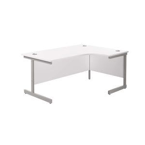 Single Upright Right Hand Radial Desk (FSC) | 1600 X 1200 | White/Silver