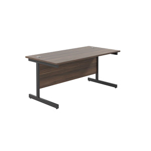 Single Upright Rectangular Desk: 800mm Deep (FSC) | 1600 X 800 | Dark Walnut/Black