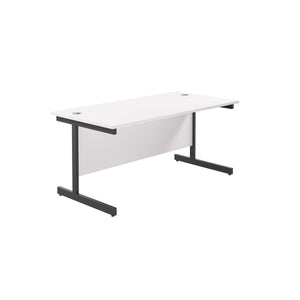 Single Upright Rectangular Desk: 800mm Deep (FSC) | 1600 X 800 | White/Black