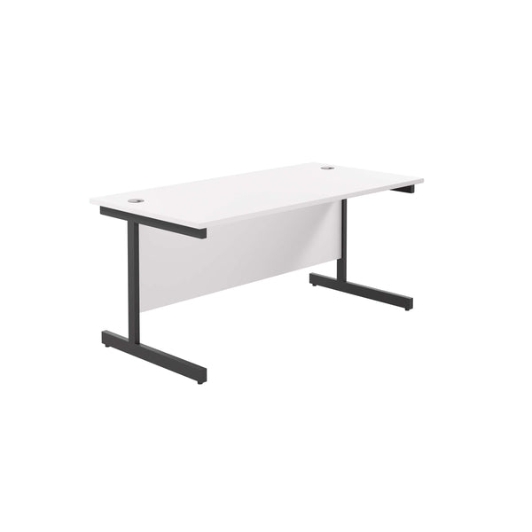 Single Upright Rectangular Desk: 800mm Deep (FSC) | 1600 X 800 | White/Black
