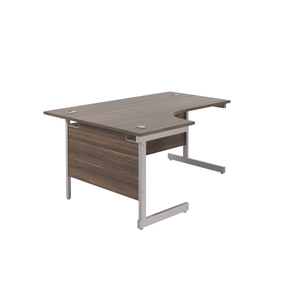 Single Upright Left Hand Radial Desk (FSC) | 1800 X 1200 | Dark Walnut/Silver