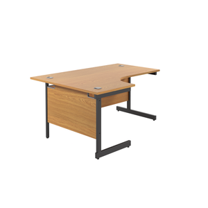 Single Upright Left Hand Radial Desk (FSC) | 1800 X 1200 | Nova Oak/Black