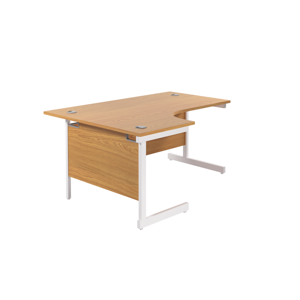 Single Upright Left Hand Radial Desk (FSC) | 1800 X 1200 | Nova Oak/White