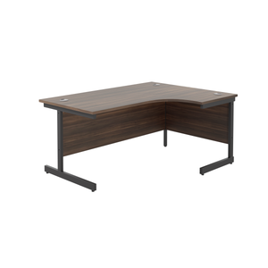 Single Upright Right Hand Radial Desk (FSC) | 1800 X 1200 | Dark Walnut/Black