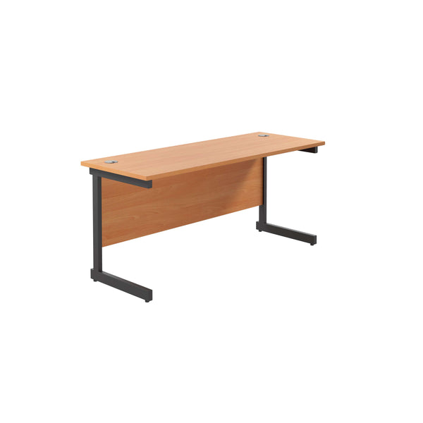 Single Upright Rectangular Desk: 600mm Deep (FSC) | 1800 X 600 | Beech/Black